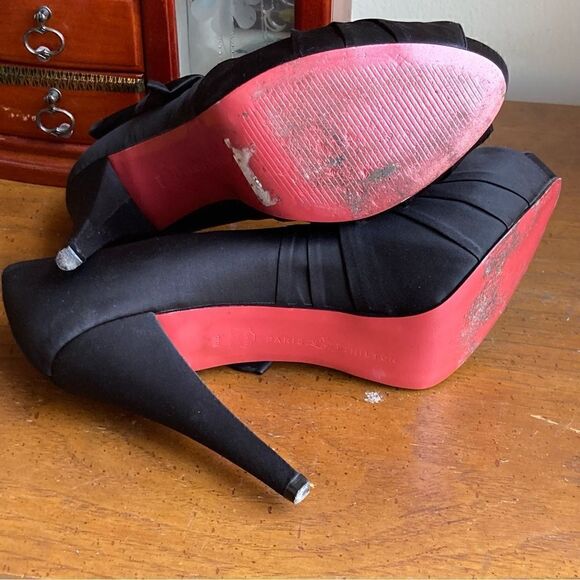 Paris Hilton platform Bow Detail Pleated stiletto heels size 9 1/2 - Picture 5 of 16
